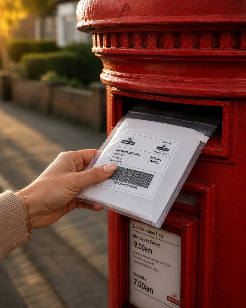 Posting a prepaid return envelope into a Royal Mail postbox
