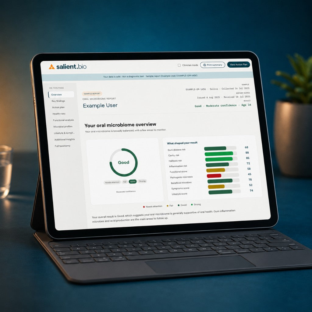Personalised Oral Microbiome Report on tablet