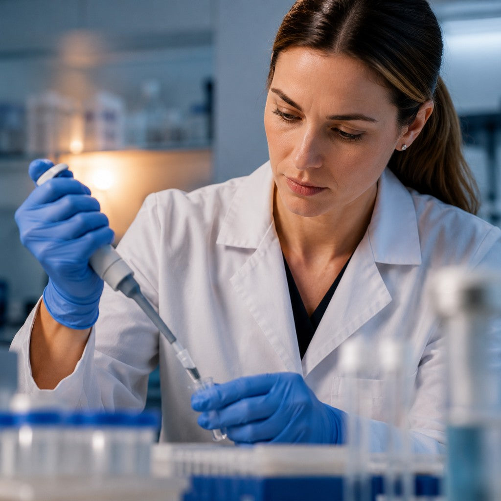 Scientist processing a microbiome sample in the laboratory